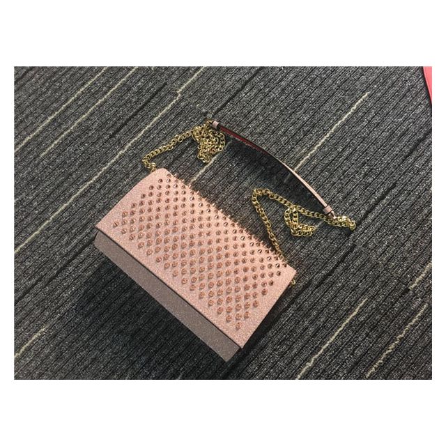 Chtistian Louboutin Shiny Pink Rivet Leather Cross Body Bag