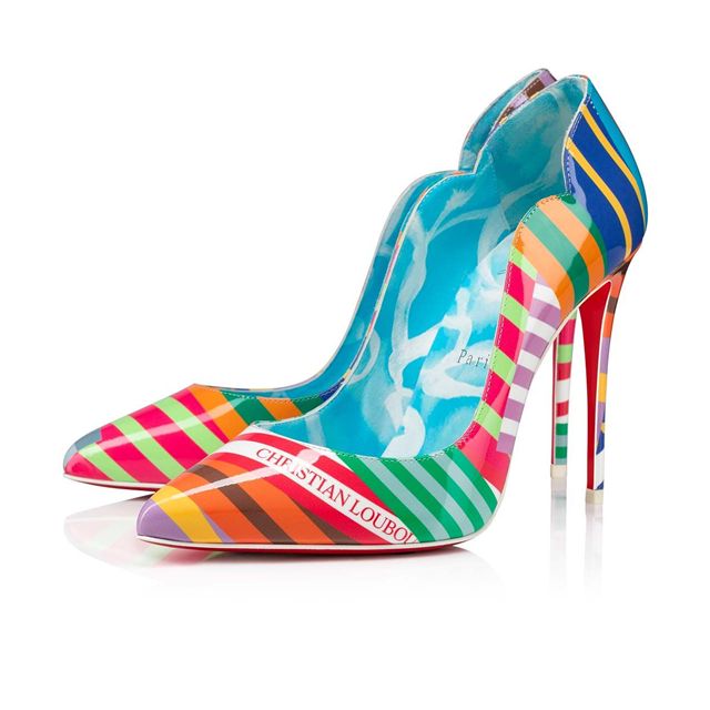 Christian Louboutin Pumps Hot Chick 100 mm Multi/lin Blue-white Patent leather