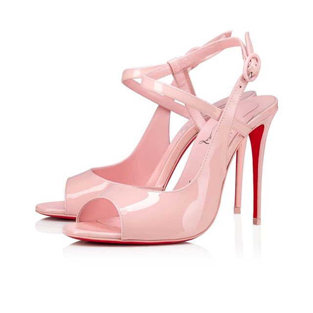 Christian Louboutin 100 mm Rosy/lin Rosy Leather Sandal