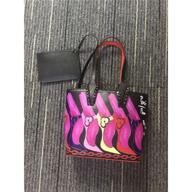 Chtistian Louboutin Multi/Black/Pink Print Calf Mini Bag