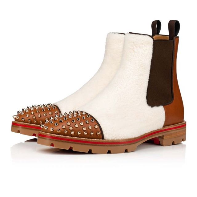 Christian Louboutin Boot Melon Spikes Cuoio/wh/col Met Leather
