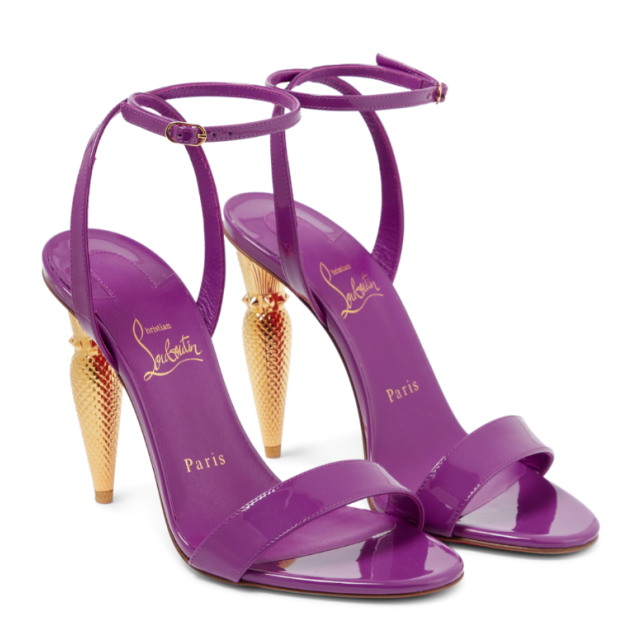 Christian Louboutin LipQueen Patent Purple Sole 100mm Sandals