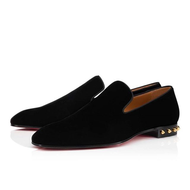 Christian Louboutin Loafers Marquees Black/gold 1n Velvet
