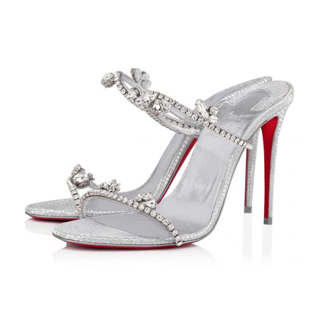 Christian Louboutin Mules Just Queen 100 mm Silver/cry/lin Silver PVC