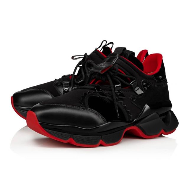 Christian Louboutin Red Runner Black Calf Sneaker