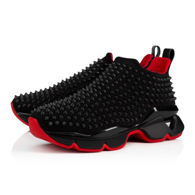 Christian Louboutin Sneaker Spike Sock Donn  Black/black Mat Neoprene
