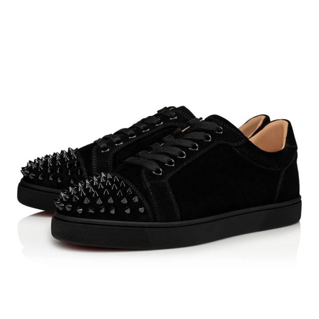 Christian Louboutin Sneaker Vieira Spikes Black/black/bk Suede