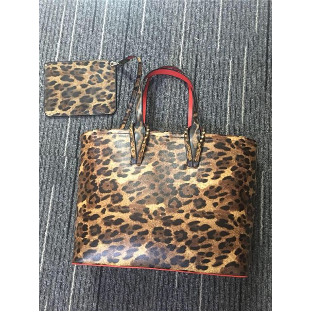 Chtistian Louboutin Multi/Brown Leopard Print Calf Tote Bag
