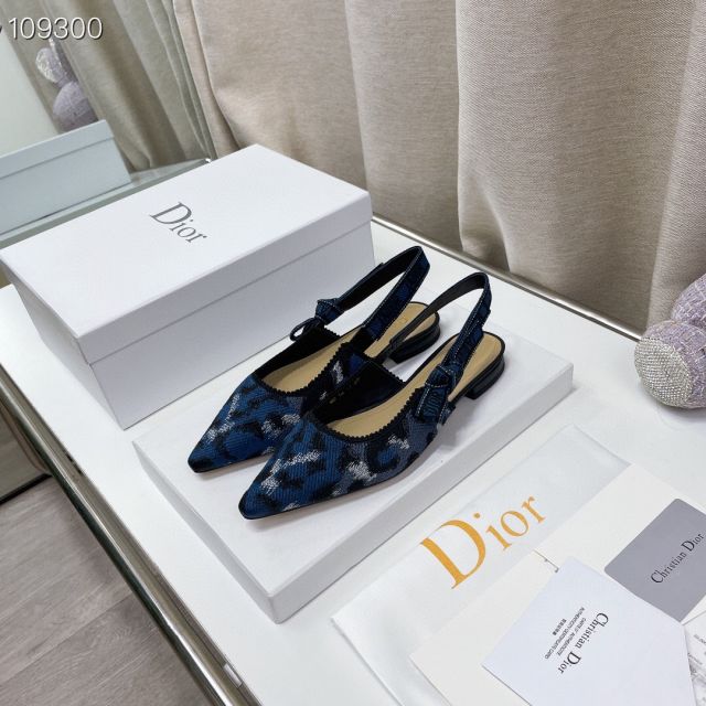 Dior J'Adior Slingback Flats Blue 