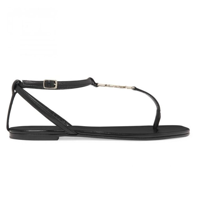 Saint Laurent Black Nu Pieds T-strap Sandals