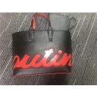 Chtistian Louboutin Black/Red/Black Print Calf Tote Bag