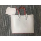 Chtistian Louboutin White/Red Calf Tote Bag