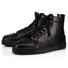 Christian Louboutin High-top Louis Spikes Black/black/bk Calf Sneaker