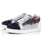 Christian Louboutin Low Top Louis Junior Spikes Orlato Version Blue Ivoire Suede Leather
