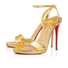 Christian Louboutin Sandal Loubi Queen 120 mm Bouton D Or/lin Bouton D Or Leather