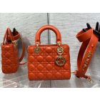Dior 20CM Lady Dior Bag Orange Cannage Lambskin