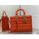 Dior 32CM Lady Dior Bag Orange Cannage Lambskin