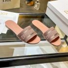 Dior Dway Slide Embroidered Metallic Thread Strass Pink