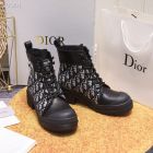 Dior Explorer Ankle Boot Rough Heel Oblique Fabric Calf Leather Black