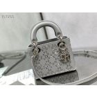 Dior Lady Dior Bag 17CM Crystal Embellished Cannage Satin Silver