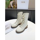 Dior Quest Combat Boots Calfskin Embossed White
