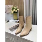 Jimmy Choo Ankle Boot 50mm Embossed Leather Beige