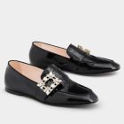 Roger Vivier Mini Broche Buckle Loafers Black Patent Leather
