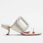 Roger Vivier Viv' Choc Side Strass Buckle Mules White Leather