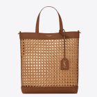 Saint Laurent N/S Toy Shopping Bag Woven Cane And Leather