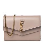 Saint Laurent Sulpice Chain Wallet Beige Smooth Leather