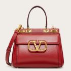 Valentino Medium Rockstud Alcove Top Handle Bag Red Calfskin