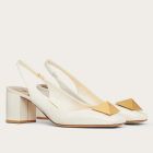 Valentino One Stud Slingback Pumps 60mm White Patent Leather