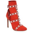 Valentino Cage Rockstud Sock Bootie 105mm Red