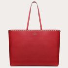 Valentino Rockstud Large Shopping Bag Red Leather