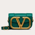 Valentino Small Supervee Crossbody Bag Green Leather