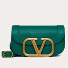 Valentino Supervee Crossbody Bag Green Leather