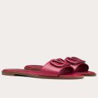 Valentino Vlogo Flat Slide Sandals Red Calfskin