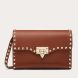 Valentino Rockstud Small Crossbody Bag Brown Grained Leather