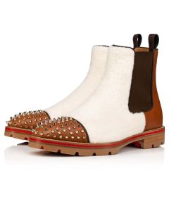 Christian Louboutin Boot Melon Spikes Cuoio/wh/col Met Leather